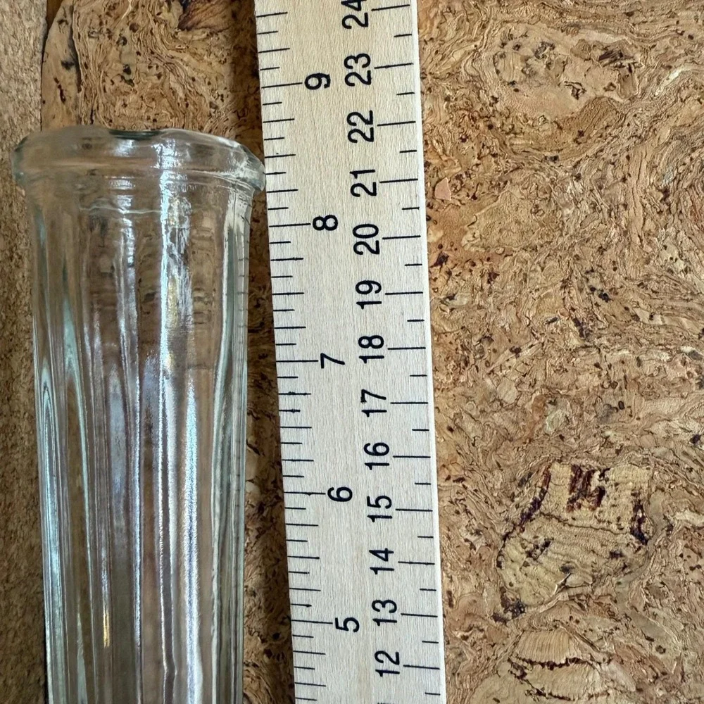 Vintage C.F.G. France Clear Ribbed Glass Bud Vase 8.5